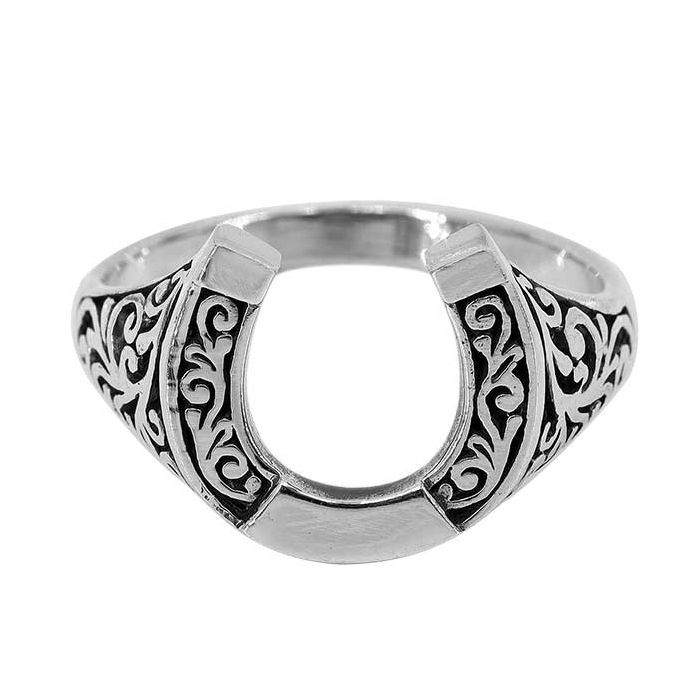 Sterling Silver Horseshoe Ring with Celtic Design - Click Image to Close